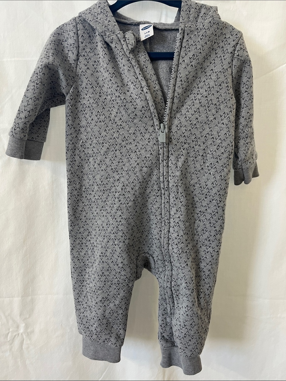 Old Navy Gray Hooded Dinosaur Footed One-Piece